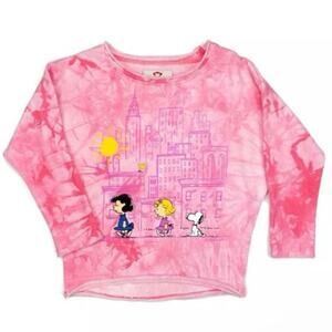 Appaman X Peanuts Sweatshirt Kids Sz 10 Light Pink Tie Dye Slouchy Graphic NWT